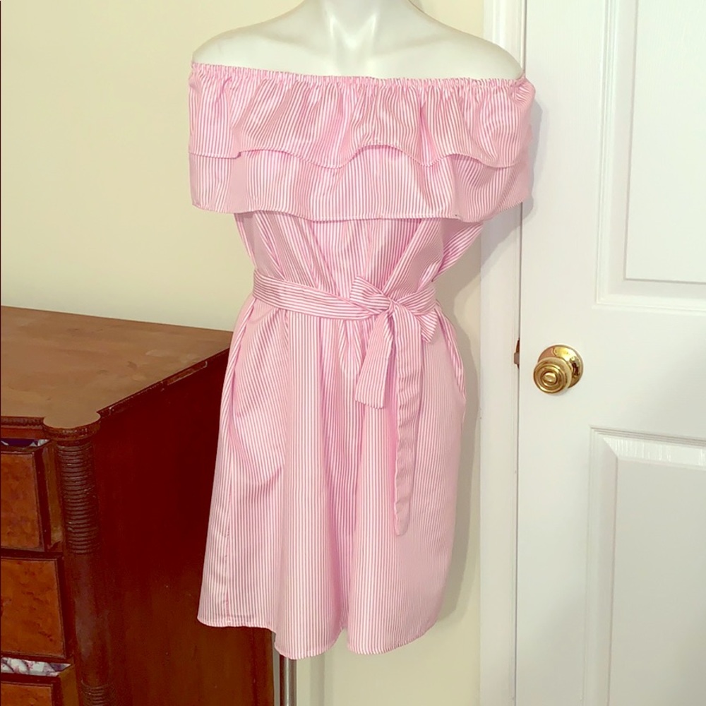 Pink Off-Shoulder Mini Dress NWOT